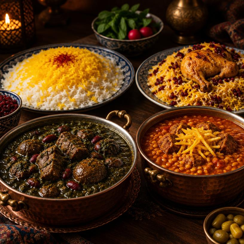 چلو خورشت سبزی - رستوران پلو یزدی کره کباب اصل یزد